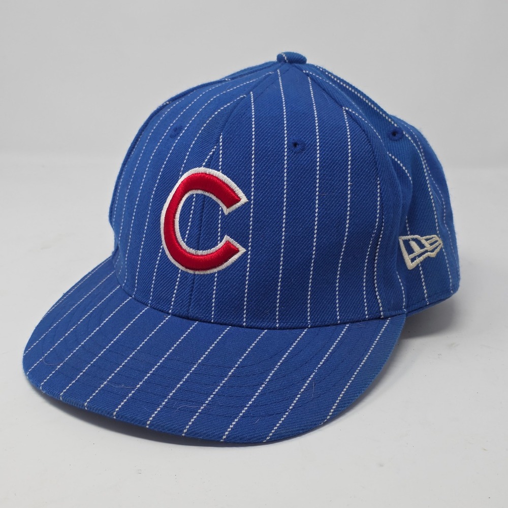 City Hunter Chicago Cubs Blue Pinstripe Fitted Baseball Hat Size 7 MLB Logo